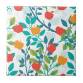 Veerrood en groene kleuren Apple Fruit Pattern Tegeltje (Voorkant)