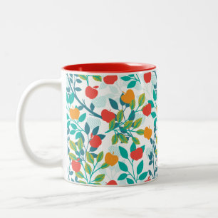Veerrood en groene kleuren Apple Fruit Pattern Tweekleurige Koffiemok