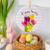 Veerroze tulpen en diaffodils Vloerachtig Ornament