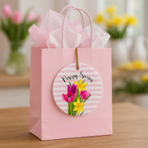 Veerroze tulpen en diaffodils Vloerachtig Ornament