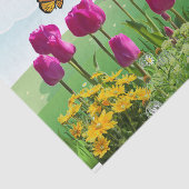 Veerroze Tulpen en vlinderdeklaag Tissuepapier (Detail)