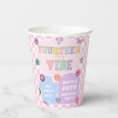 Veertien A Vibe Preppy Patch 14e verjaardagsfeest Papieren Bekers (Achterkant)