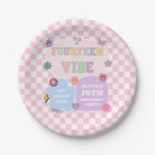 Veertien A Vibe Preppy Patch 14e verjaardagsfeest Papieren Bordje (Voorkant)