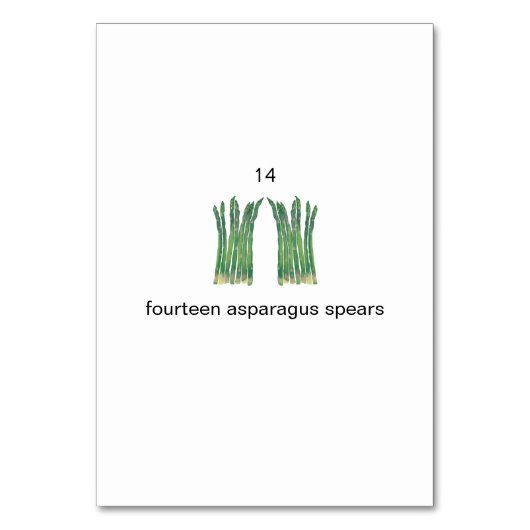 Veertien asperges speren nummer flashcards kaart (Achterkant)