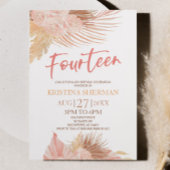 Veertien Boho Roze Bloemen 14e Verjaardagsfeest Kaart