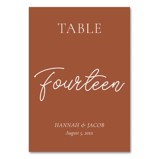 Veertien gebrande Oranje Rust Wedding Kaart (Voorkant)