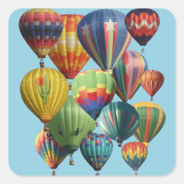 Veertien Heet-Luchtballonnen Dringen Samen op Lich Vierkante Sticker