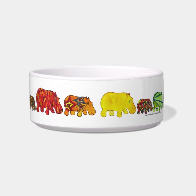 Veertien Hippos Marching Pet Food Bowl Voerbakje (Voorkant)