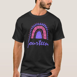 Veertien jaar oude regenboog 14e verjaardag voor m t-shirt