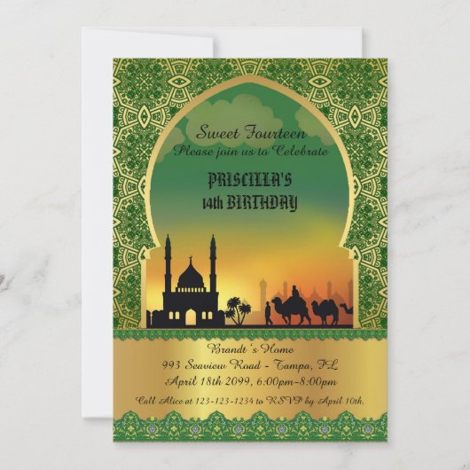 Veertien jaar uitnodiging, Arabische avond Kaart (Voorkant)