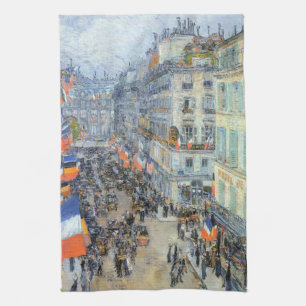 Veertien juli, Rue Daunou door Childe Hassam Theedoek