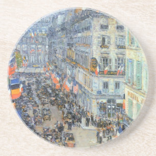 Veertien juli, Rue Daunou door Childe Hassam Zandsteen Onderzetter