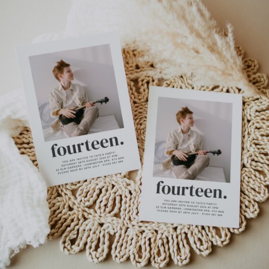 Veertien vierkant Foto eerste uitnodiging op verja