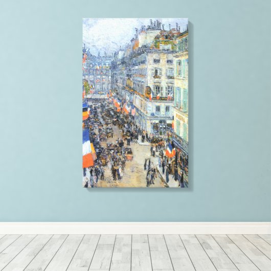 Veertiende juli, rue Daunou door Childe Hassam Canvas Afdruk (Insitu (Houten vloer))