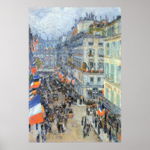 Veertiende juli, rue Daunou door Childe Hassam Poster