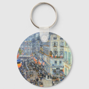 Veertiende juli, rue Daunou door Childe Hassam Sleutelhanger