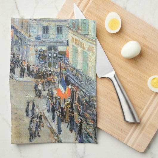 Veertiende juli, rue Daunou door Childe Hassam Theedoek (Quarter Fold)