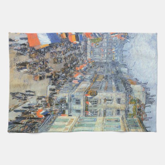 Veertiende juli, rue Daunou door Childe Hassam Theedoek (Horizontaal)