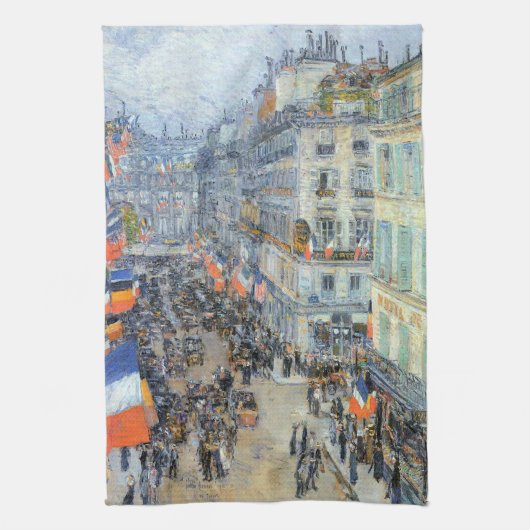 Veertiende juli, rue Daunou door Childe Hassam Theedoek (Verticaal)
