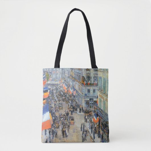 Veertiende juli, rue Daunou door Childe Hassam Tote Bag (Voorkant)