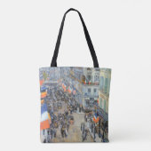 Veertiende juli, rue Daunou door Childe Hassam Tote Bag (Achterkant)