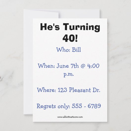 Veertiende verjaardag nodigt hem uit kaart (Achterkant)