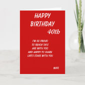 Veertiende verjaardagskaarten van een trotse echtg kaart (Voorkant)