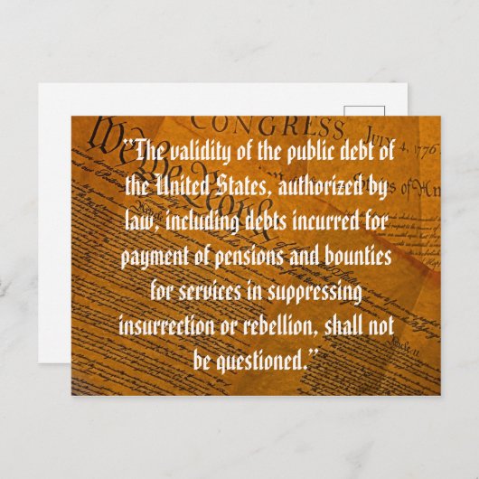 Veertiende wijziging van de overheidsschuld briefkaart (Voorkant / Achterkant)