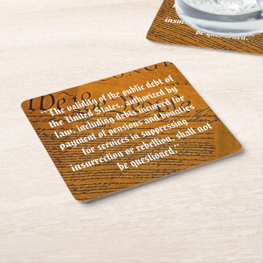 Veertiende wijziging van de overheidsschuld kartonnen onderzetters (Schuin)