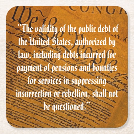 Veertiende wijziging van de overheidsschuld kartonnen onderzetters (Voorkant)