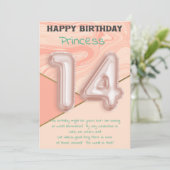 Veertienjarige meisjes Happy Birthday-kaart (Staand voorkant)