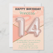 Veertienjarige meisjes Happy Birthday-kaart (Achterkant)