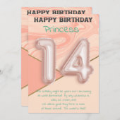 Veertienjarige meisjes Happy Birthday-kaart (Voorkant / Achterkant)