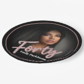 Veertig 40e Birthday-fotoscript roos roze aangepas Papieren Bordje (Gekanteld)