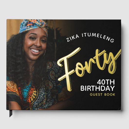 Veertig 40e verjaardag foto's zwart goud gastenboe gastenboek (Voorkant)