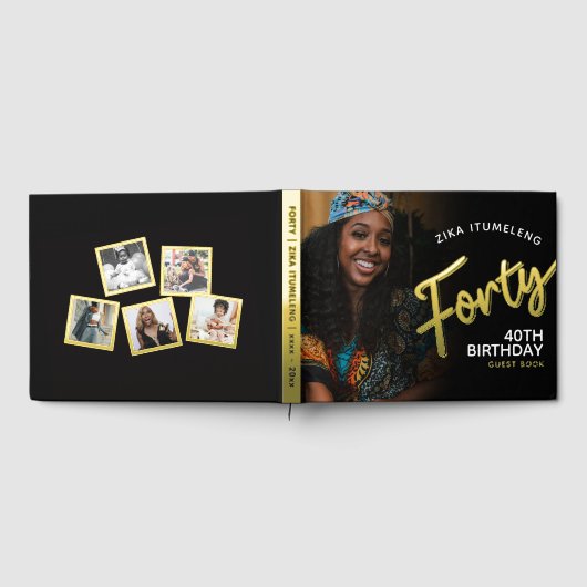 Veertig 40e verjaardag foto's zwart goud gastenboe gastenboek (Volledig)