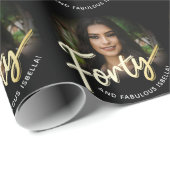 Veertig 40e verjaardag fotoscript goud op maat cadeaupapier (Rol Hoek)