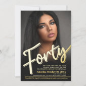 Veertig 40e verjaardag fotoscript platte gouden kl kaart (Voorkant)