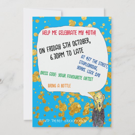 Veertig 40e verjaardag kunstenaar nodig OMG uit Kaart (Achterkant)