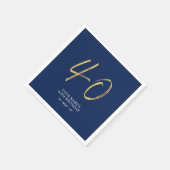 veertig | 40e verjaardag van Gold en Navy Blue Let Servet (Hoek)