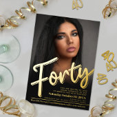 Veertig 40e verjaardag van het douanefoto goud folie uitnodiging