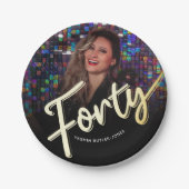 Veertig 40e verjaardag van het douanefoto goud papieren bordje (Voorkant)