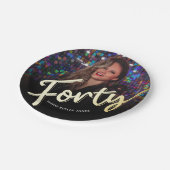 Veertig 40e verjaardag van het douanefoto goud papieren bordje (Gekanteld)