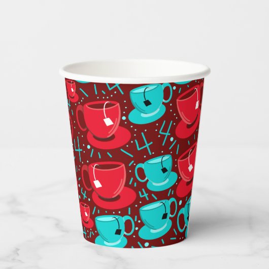 Veertig 40e Vier-thee Verjaardagsfeestje Papieren Papieren Bekers (Achterkant)