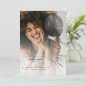 Veertig Ballonsnaren | Foto 40e verjaardagsfeestje Kaart (Staand voorkant)