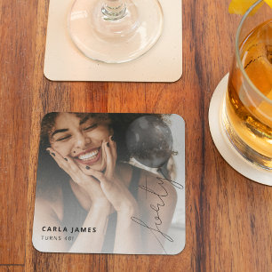 Veertig Ballonsnaren   Foto 40e verjaardagsfeestje Kartonnen Onderzetters