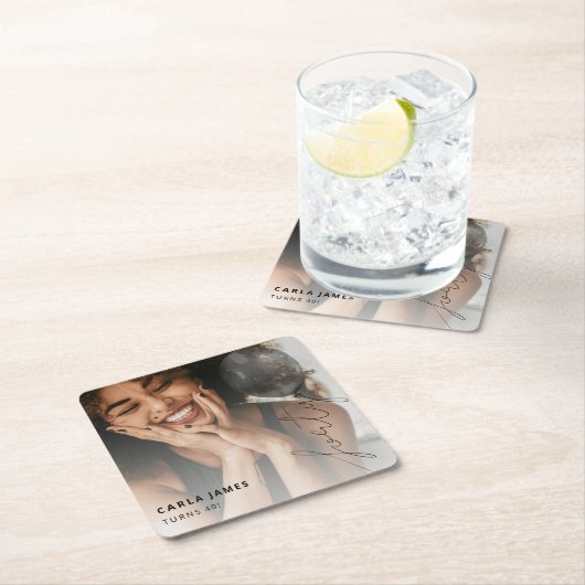 Veertig Ballonsnaren | Foto 40e verjaardagsfeestje Kartonnen Onderzetters (Insitu)