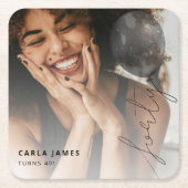 Veertig Ballonsnaren | Foto 40e verjaardagsfeestje Kartonnen Onderzetters (Voorkant)