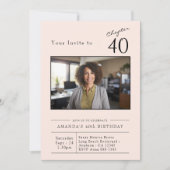 Veertig Blush Roze 40ste Verjaardag Party Foto Kaart (Voorkant)