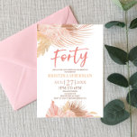 Veertig Boho Roze Bloemen 40e Verjaardagsfeest Kaart<br><div class="desc">Dit is een veertig Boho Pink Bloembloem 40e verjaardag Party uitnodiging!</div>